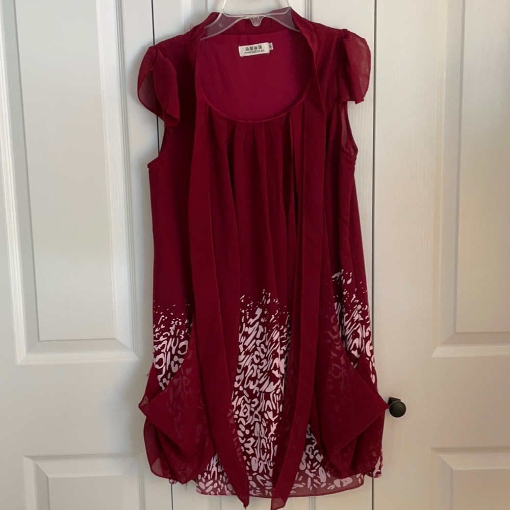 Women’s Hanyagediao SZ M Pullover Burgundy Dress NWOT